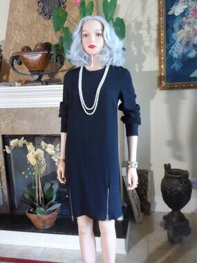 Stella McCartney Black Zip Hem Shift Dress Size IT 40 / US 4